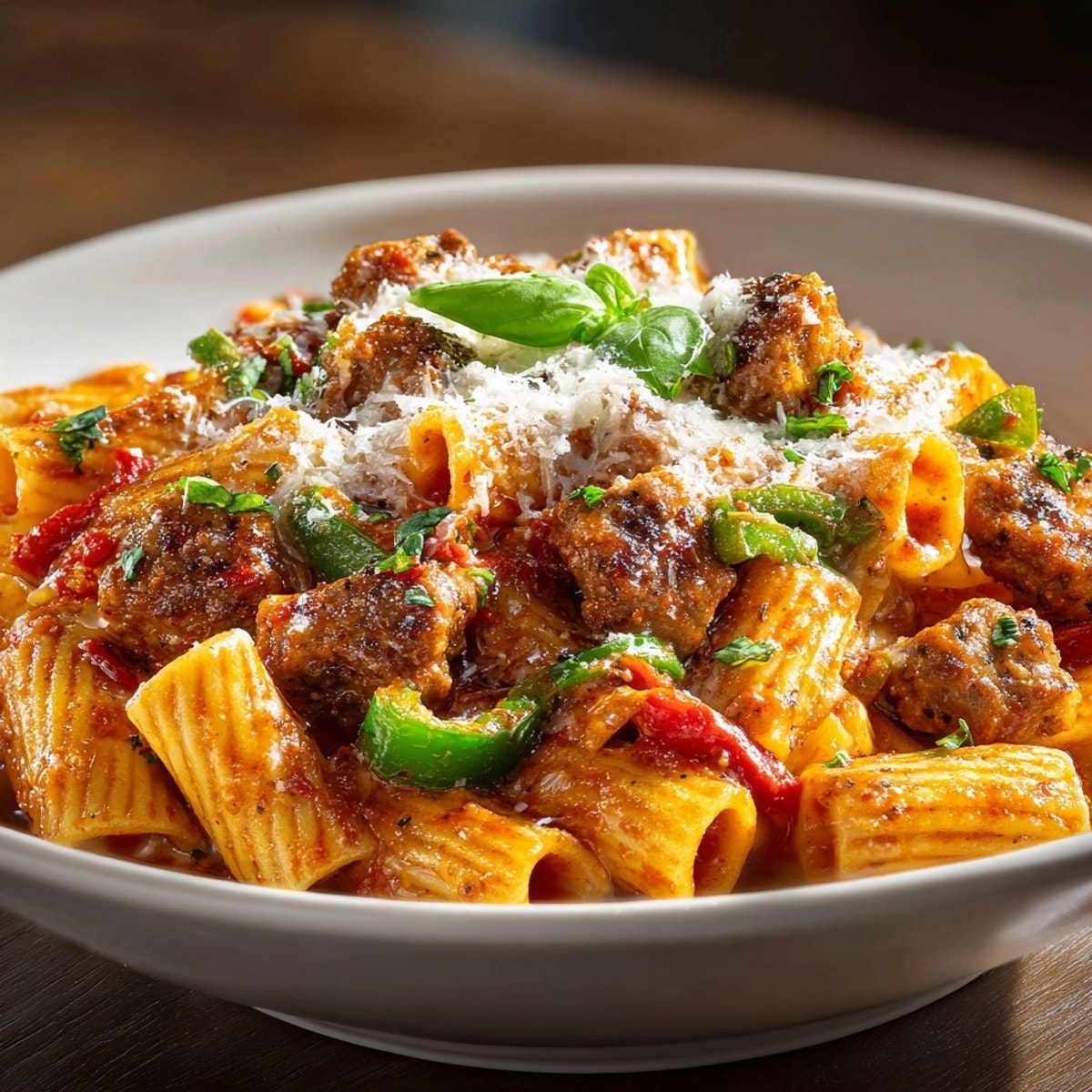 Golden Creamy Tomato Rebel-Float Pasta Bake; rich, comforting dish perfect for family dinners.
