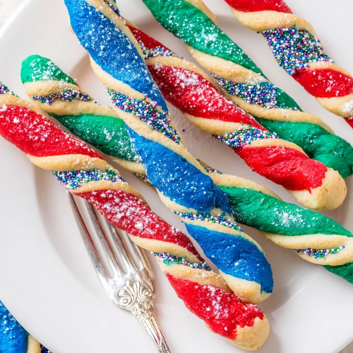 Festive Hanukkah Twisted Christmas Cookies, vibrant colors, perfect for holiday gatherings.