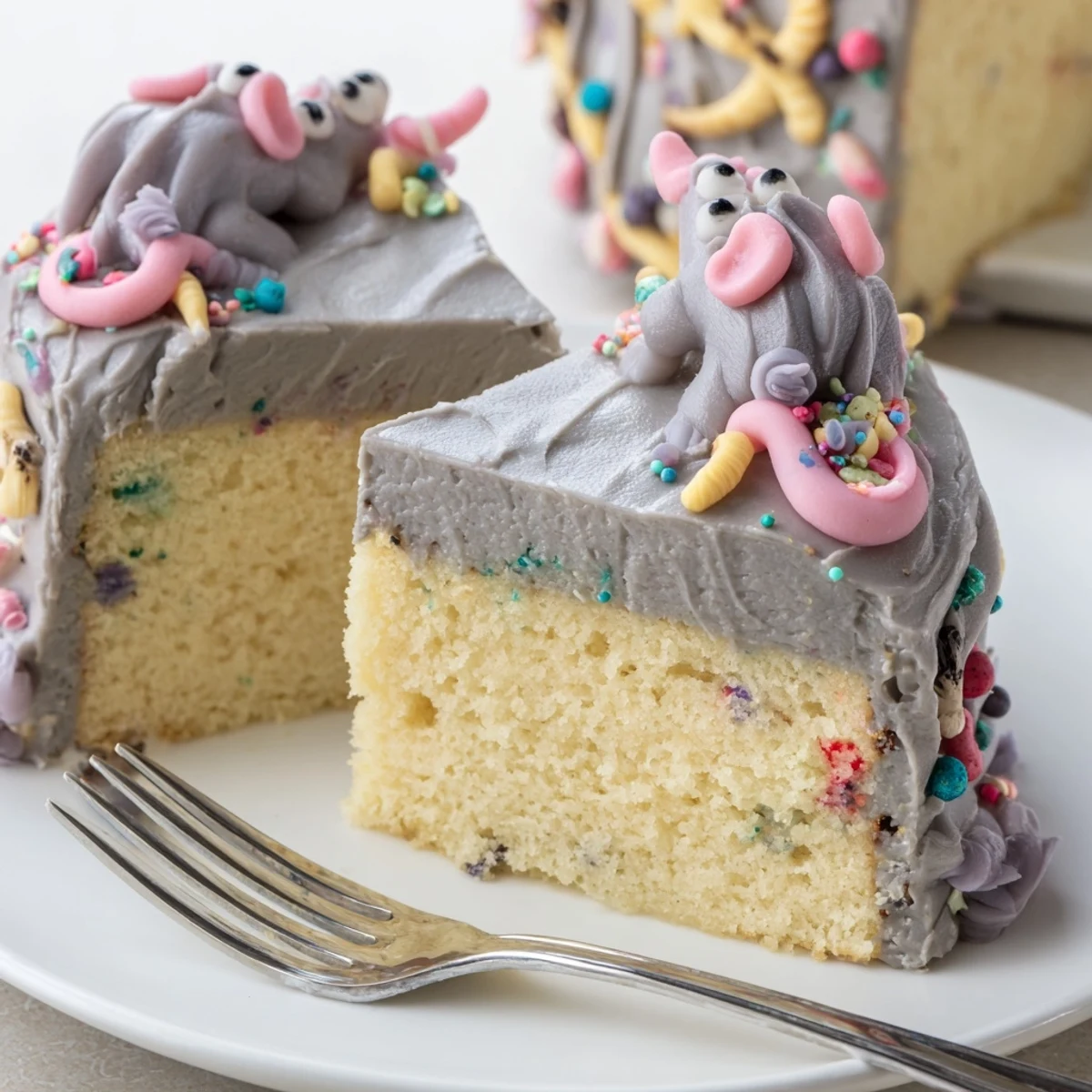 Charming Rat Cake Birthday Sheet Bake, perfect for festive celebrations with creamy frosting art.