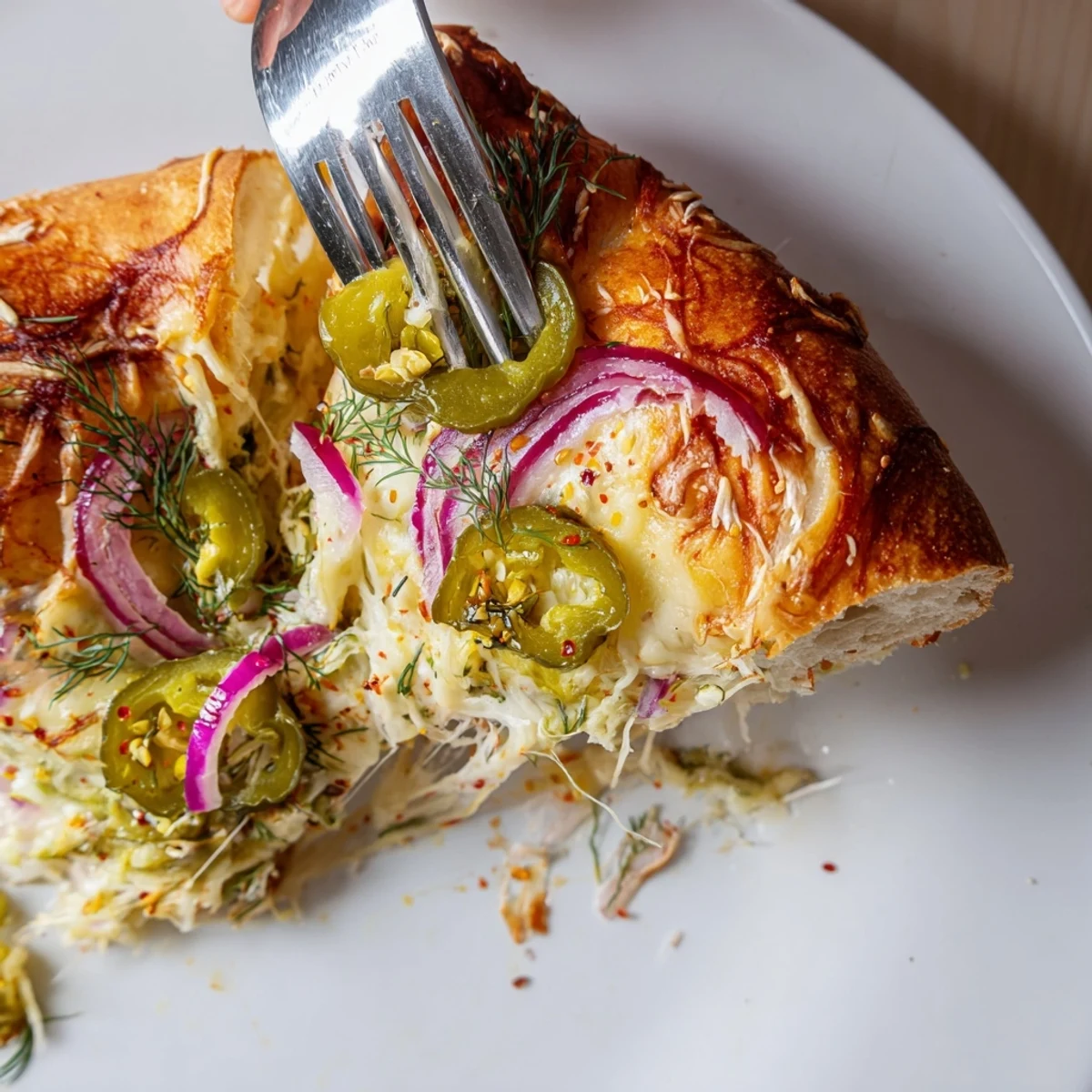 Mouthwatering Cheesy Jalapeño Pickle Pizza Pie ready to serve with ranch dipping sauce.