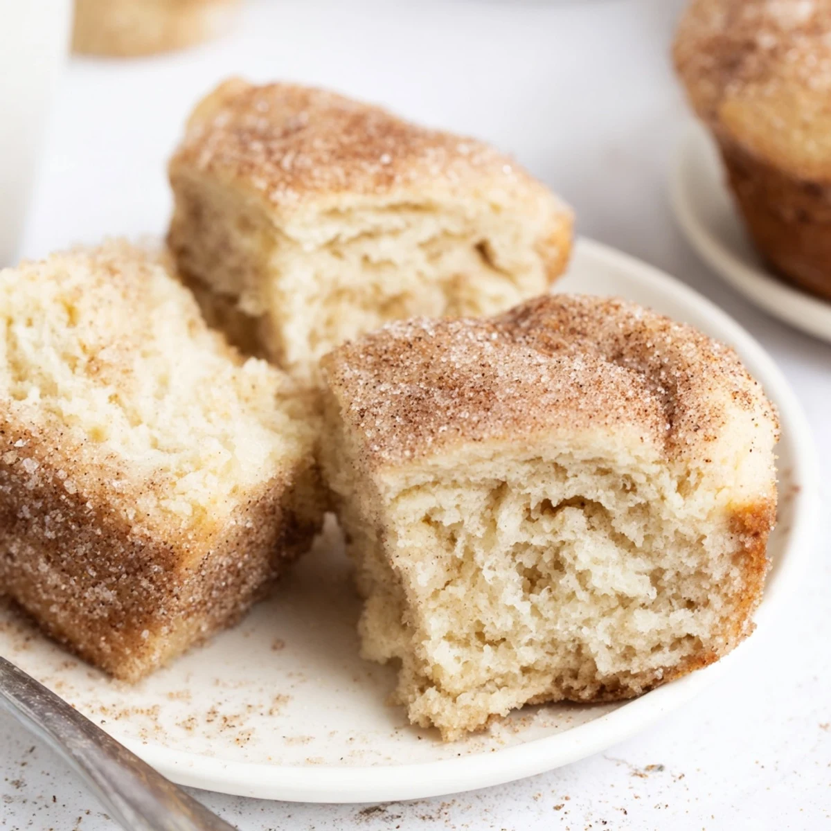 Fluffy coffee cream soda muffin scones, sprinkled with cinnamon-sugar, ready to enjoy.  