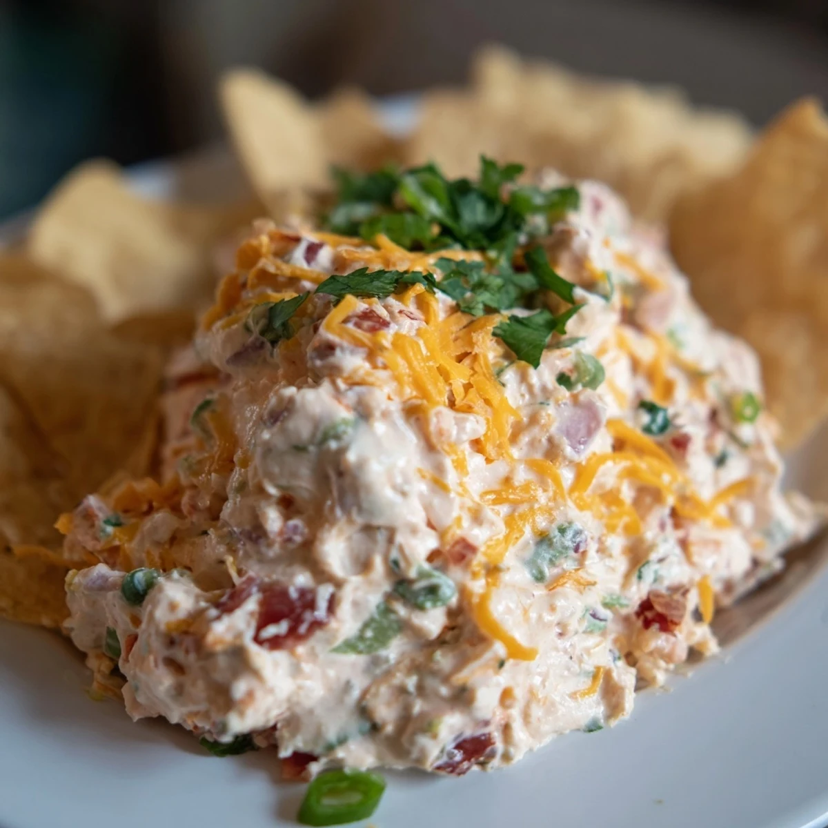 Zesty Rotel Ranch Dip in a colorful bowl, garnished with green onions and cilantro.