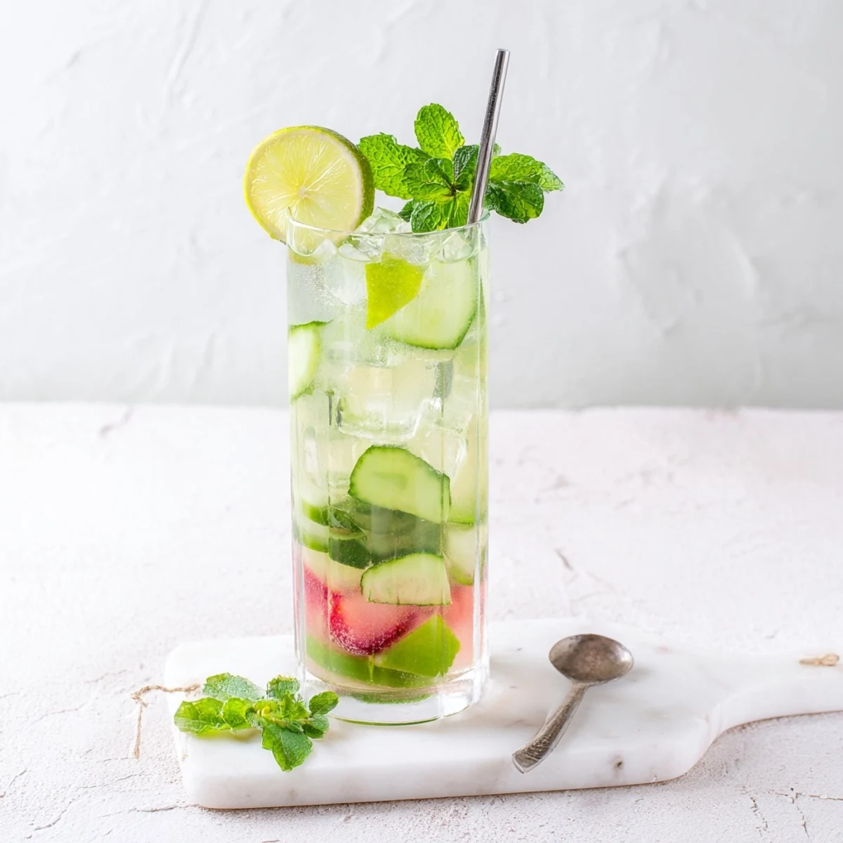 Vibrant mocktails featuring strawberry syrup and mint, perfect for summer gatherings.  