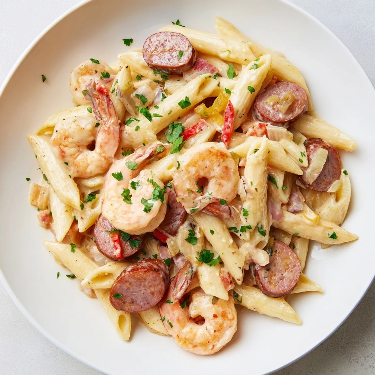Cajun Sausage Shrimp Alfredo