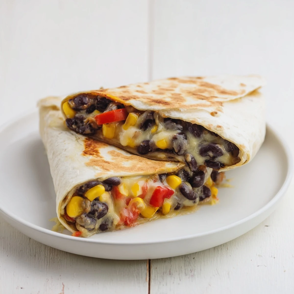 Golden brown baked Tortilla Wrap Hack, layered with cheese and a savory bean filling, ready to eat.