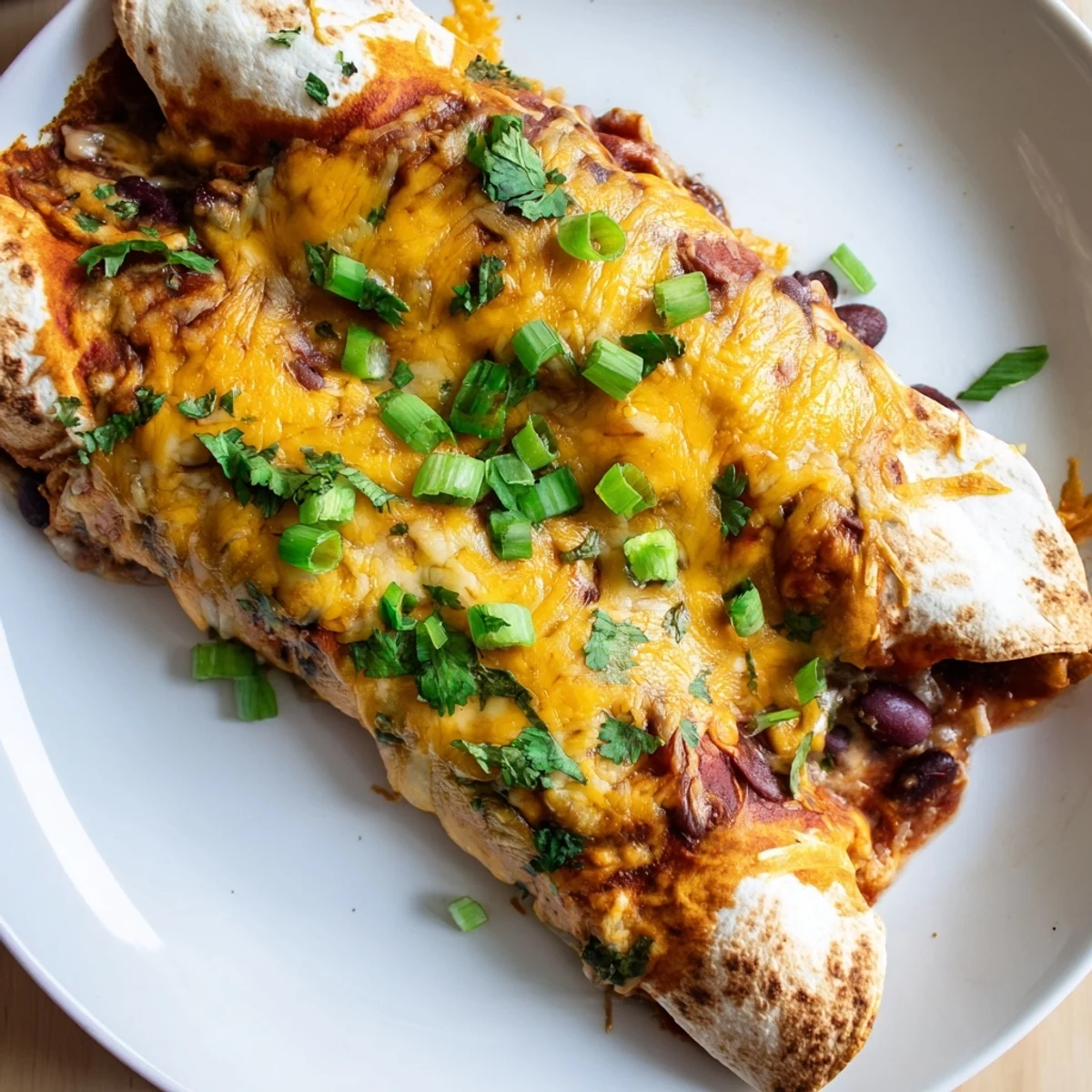 Imagine warm, cheesy Cheesy Bean Enchiladas, prepared with a savory bean filling, ready to eat!
