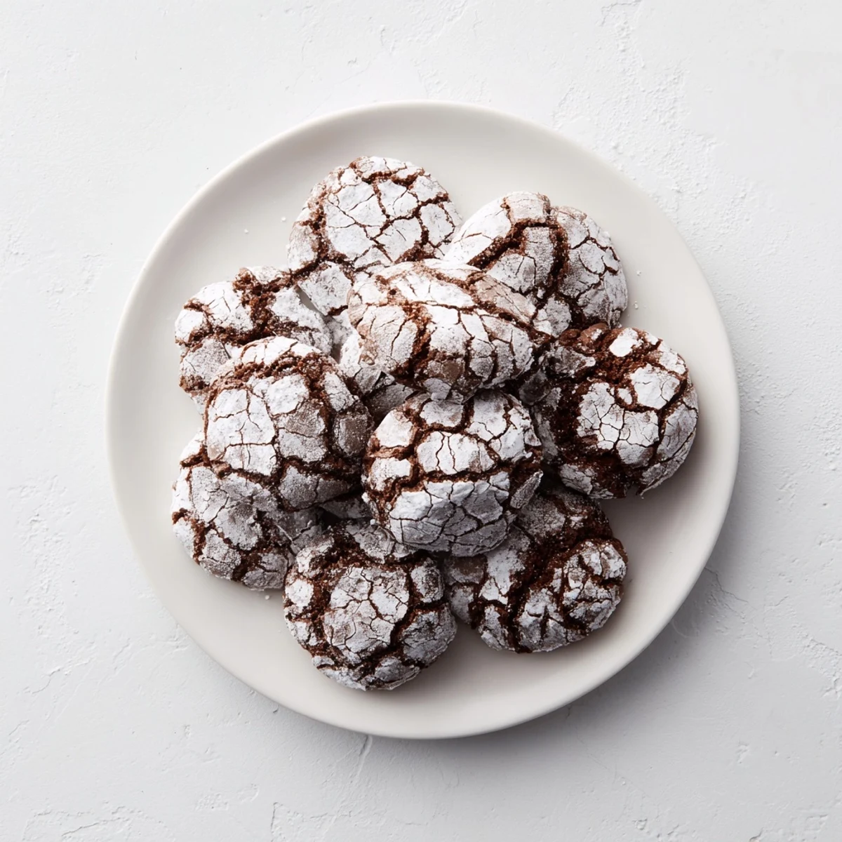 These chocolate crinkle cookies look fudgy and delicious, perfect for a cozy dessert or snack.