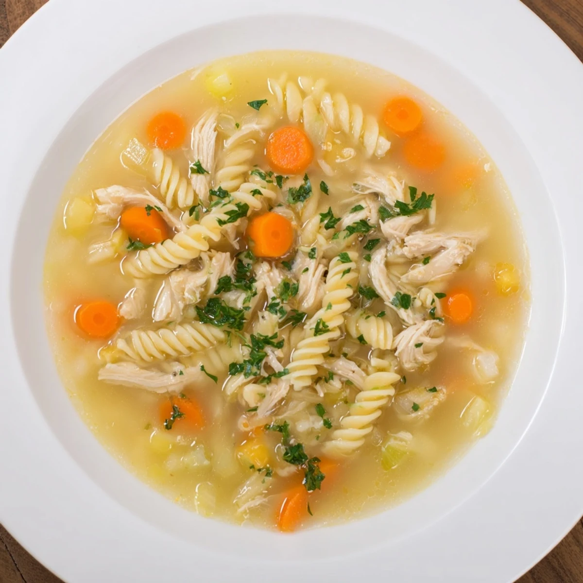 Tender Crockpot Chicken Noodle Soup overflowing in a warm bowl, perfect for a cozy dinner.