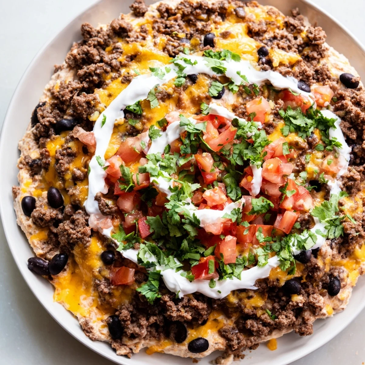Slow Cooker Cream Cheese Taco Dip bubbling with melted cheese, perfect for scooping with crisp tortilla chips.