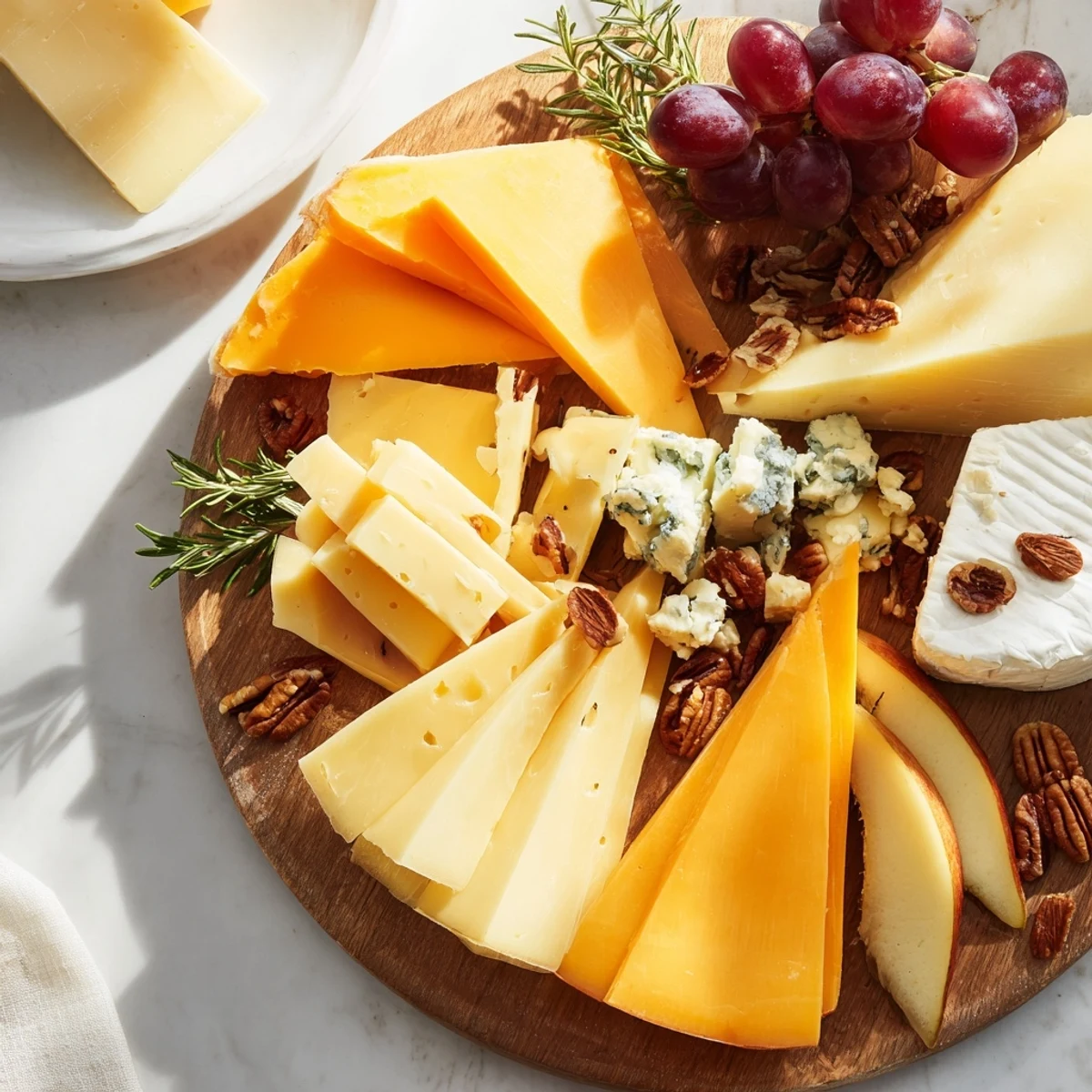 A colorful Sleigh Ride Charcuterie board overflowing with cheeses, meats, and festive winter fruits.