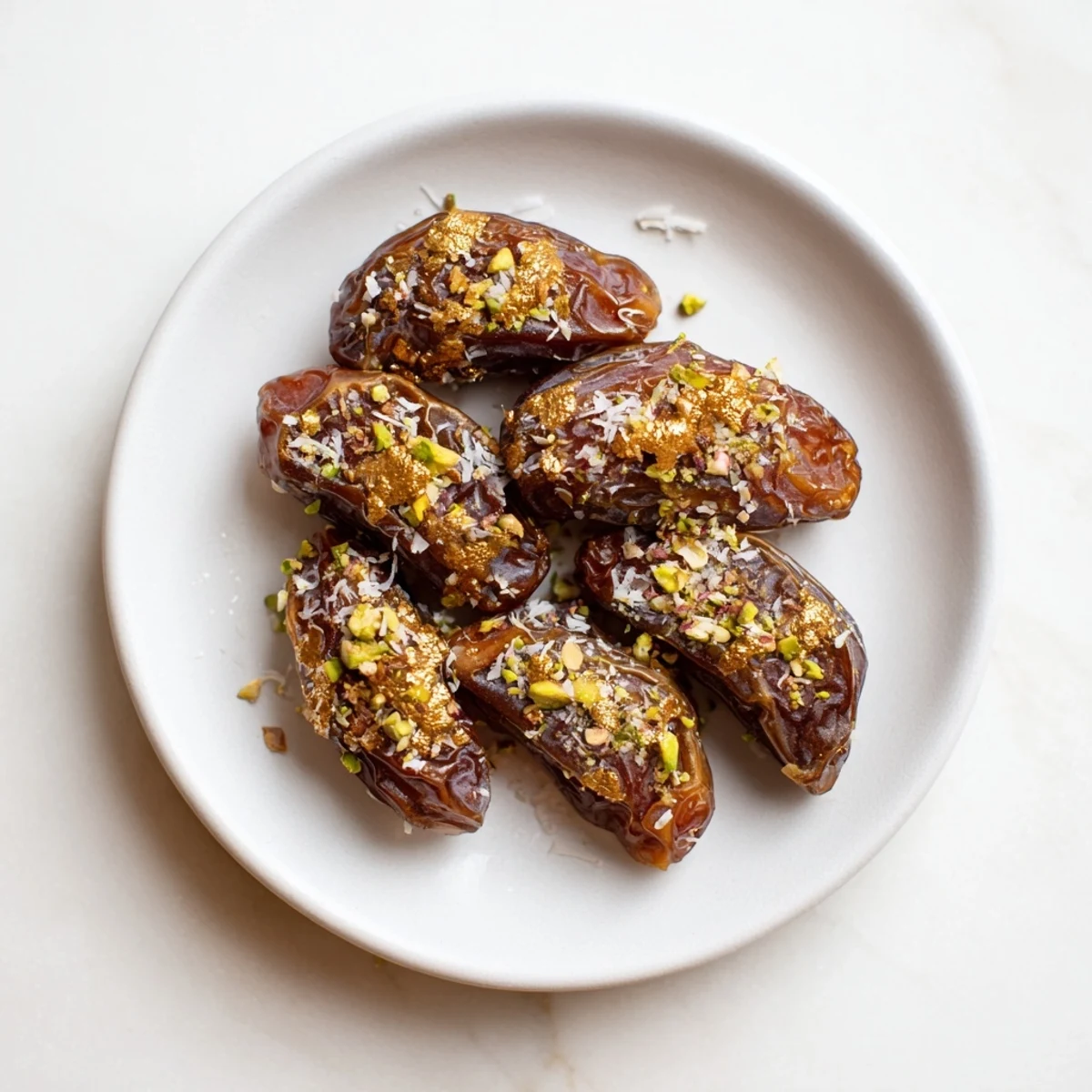 Lunar and Star Date Platter: Festive dates shaped like moons and stars, filled with nuts, ready to serve beautifully.