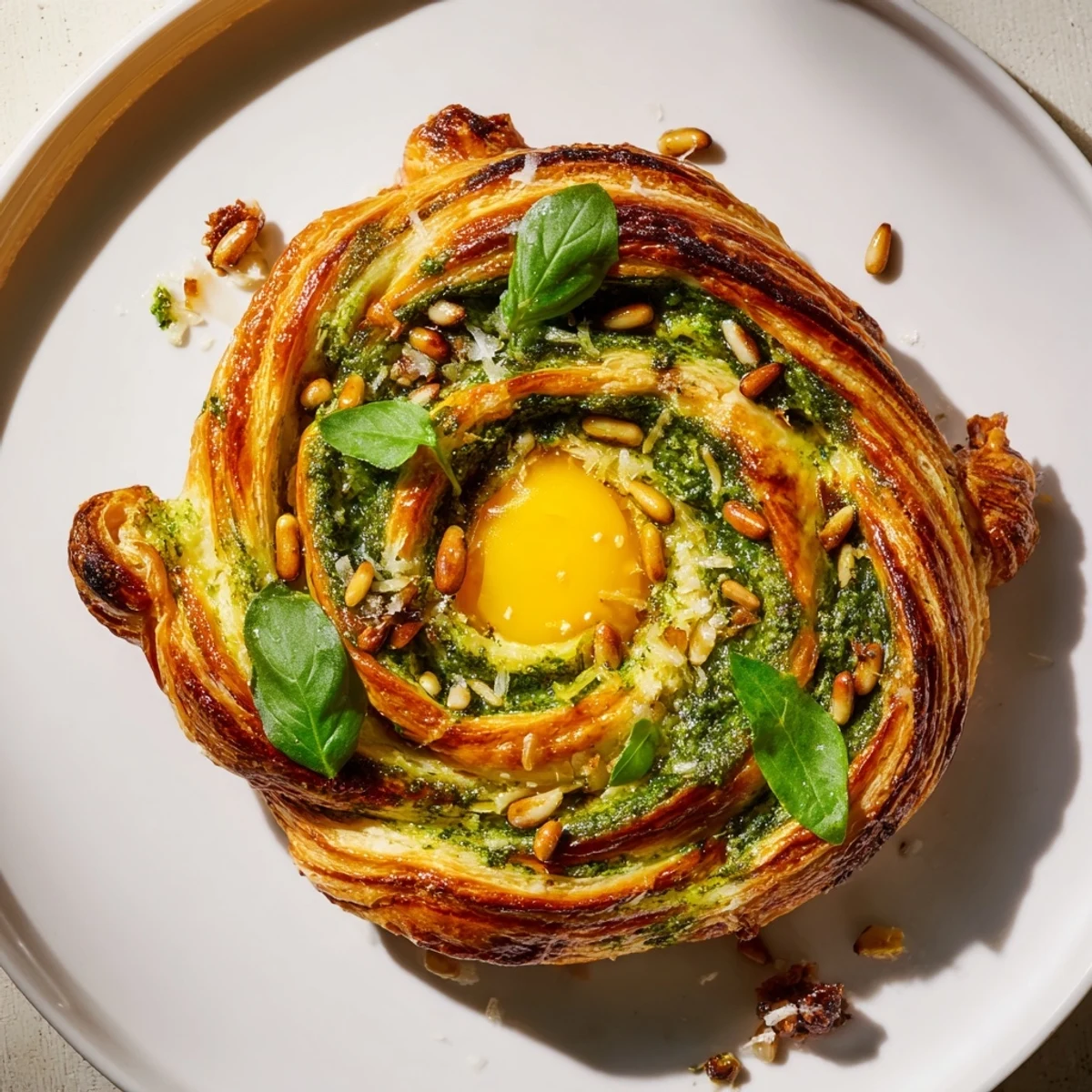 Golden Savory Bites: Star-Shaped Pesto Pinwheels, ready to serve, offer a delightful aroma and taste.