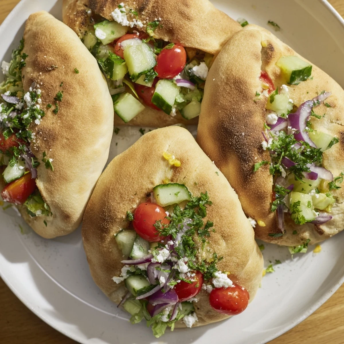 Savory Board: Mini Pita Pockets with colorful fresh fillings and creamy hummus bowls ready to serve.
