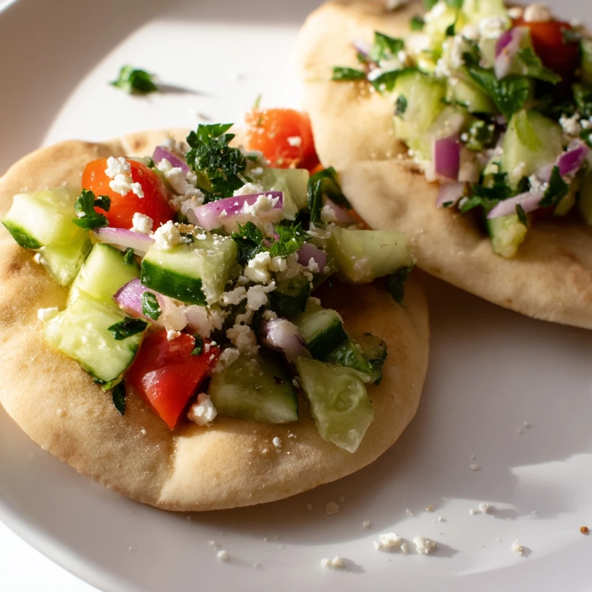 A delicious spread of Savory Board: Mini Pita Pockets, displayed with colorful toppings for a flavorful appetizer.