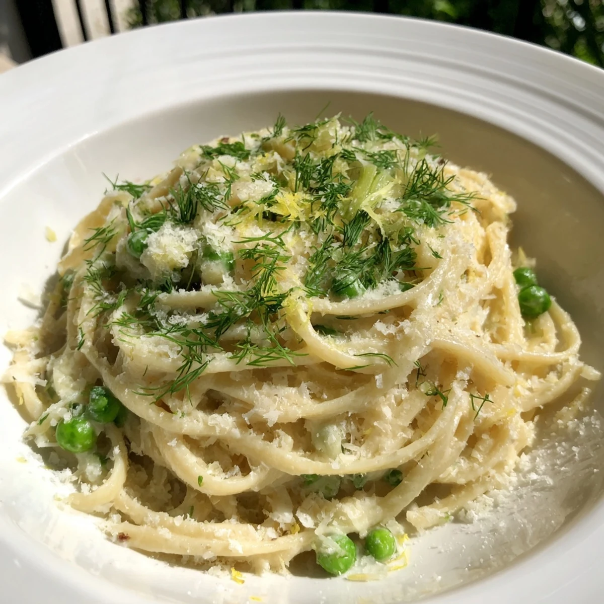 Steaming bowl of Creamy Dill Pasta, showcasing perfectly cooked pasta, creamy sauce, and fresh dill.