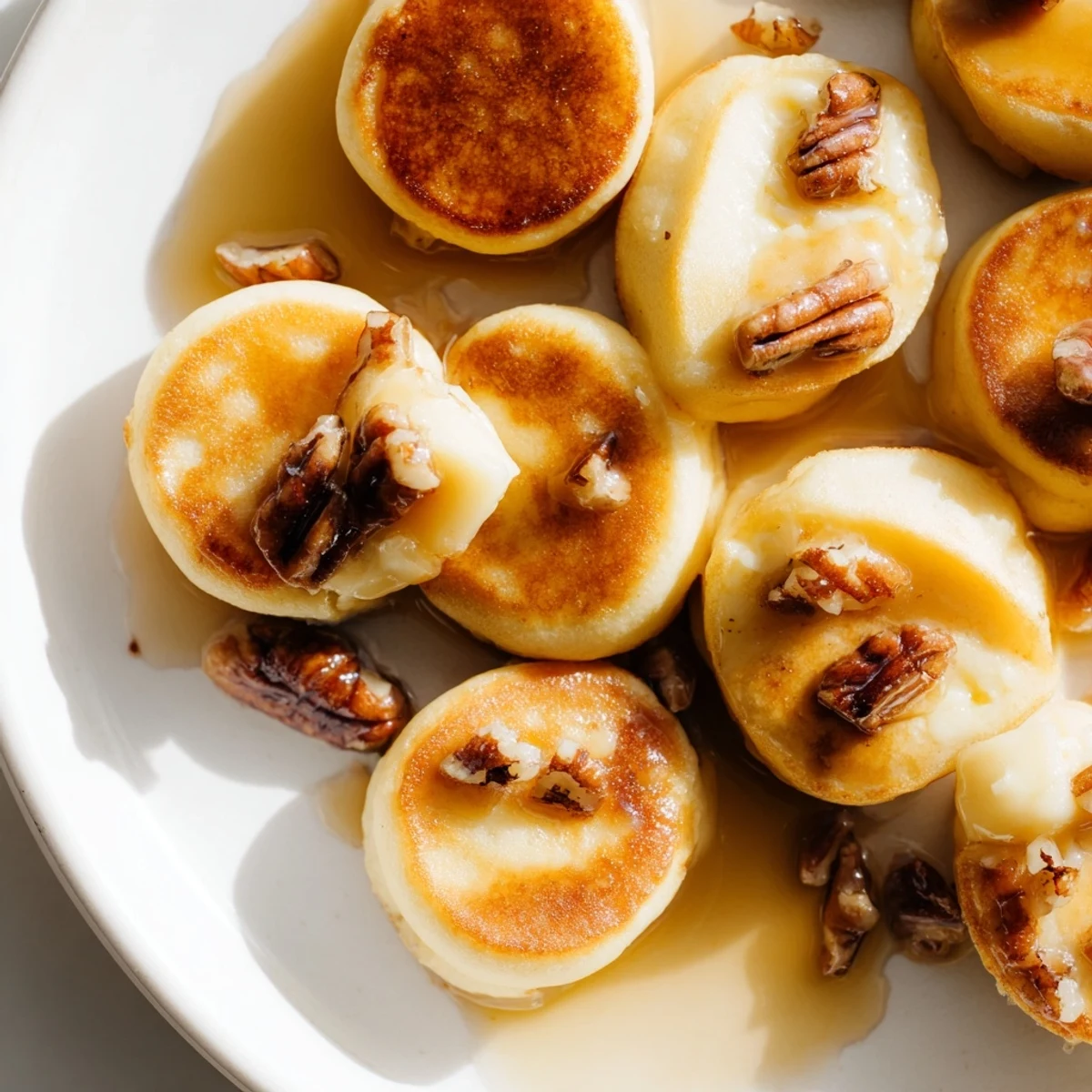 Golden baked Pancake Brie Bites, boasting melted cheese within fluffy, sweet pancake exteriors.
