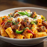 Golden Creamy Tomato Rebel-Float Pasta Bake; rich, comforting dish perfect for family dinners.
