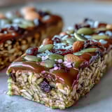 Wholesome Nut-Free Granola Bars with Honey and Oats: packed with shredded coconut, pumpkin seeds, and cranberries for a satisfying, allergy-friendly treat.
