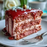 Elegant pink rosé velvet cake with gold drip, perfect for bridal showers—layers of tender cake and creamy buttercream in a stunning presentation.  