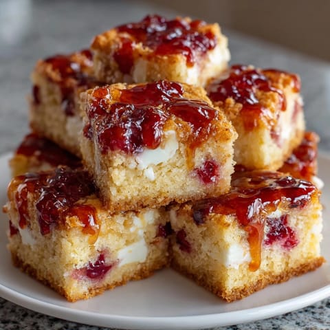 Homemade Cherry Coded Blondie Bites, perfect for spring baking, paired with a scoop of vanilla ice cream.