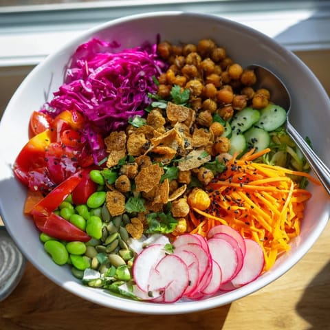 Vibrant ASMR Crunch Snack Bowls filled with crispy textures and fresh flavors to enjoy.  