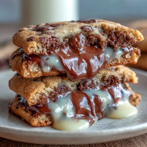 Gooey Cadbury Creme Egg surprise inside a golden chocolate chip cookie, perfect for Easter dessert spreads.