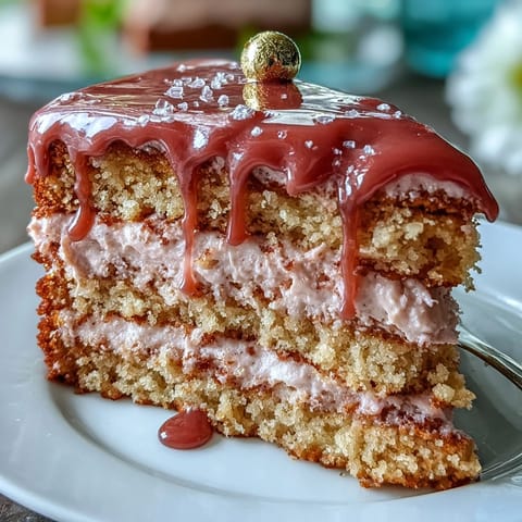 Bridal Shower Rosé Velvet Cake with Gold Drip: A pink velvet cake infused with rosé wine, topped with shimmering edible gold drip and elegant frosting swirls.  
