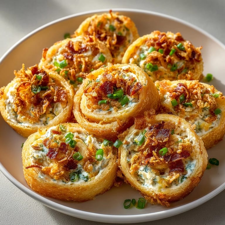 Creamy, salty fried pickle dip pinwheels appetizer: a tasty party snack recipe.