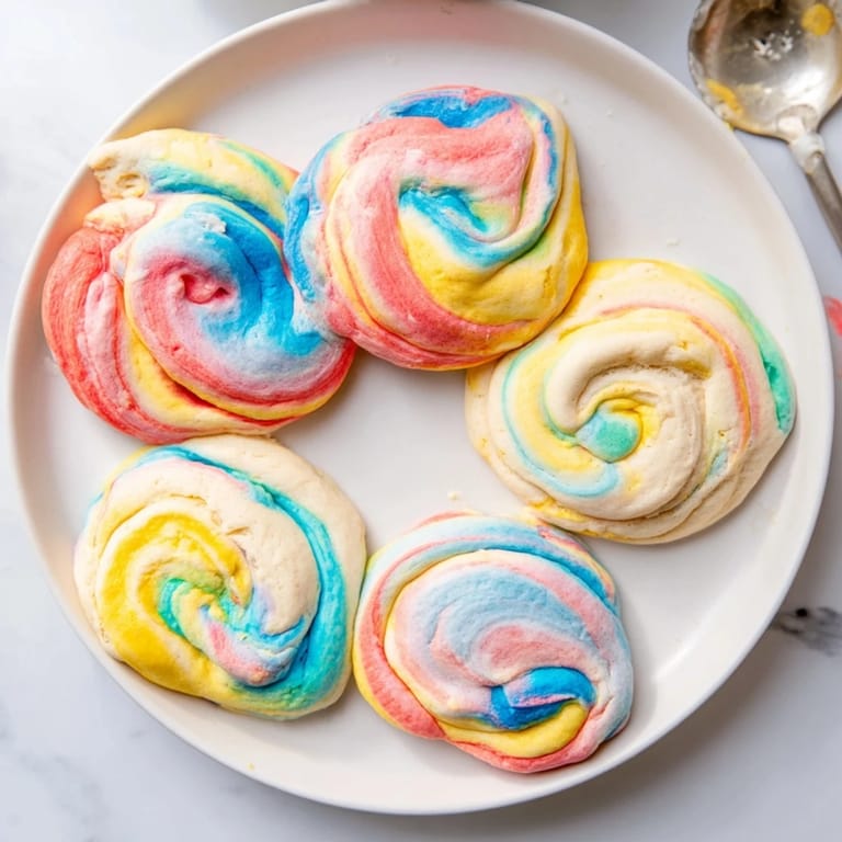 Whimsical rainbow cloud bread, a delightful gluten-free treat for breakfast gatherings.