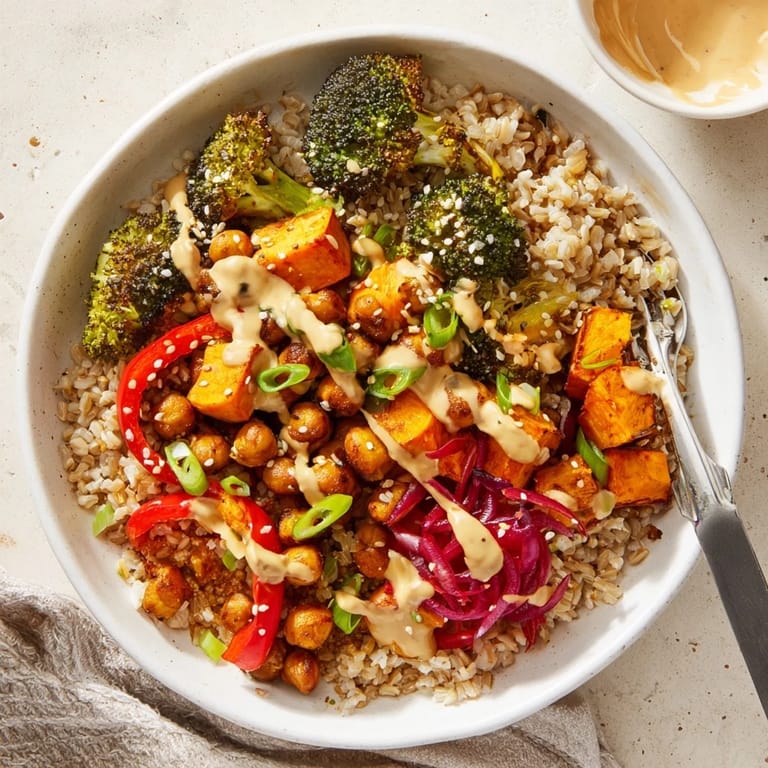 Delicious Bold Sauce Drizzle Bowls full of roasted veggies and gochujang-maple glaze.  