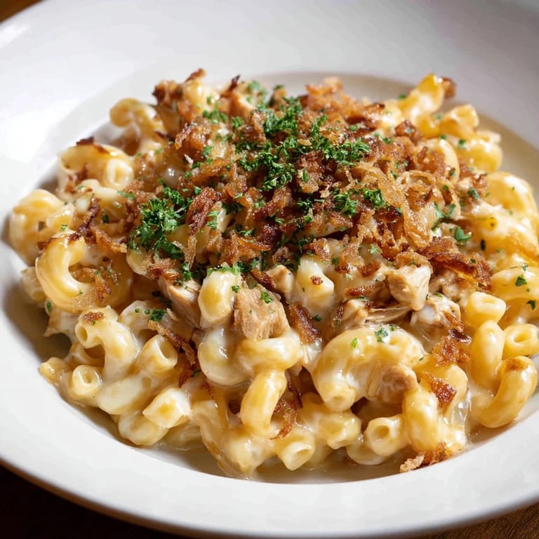 A single-pot meal: steaming, cheesy One-Pot Honey BBQ Chicken Mac and Cheese is ready to serve.
