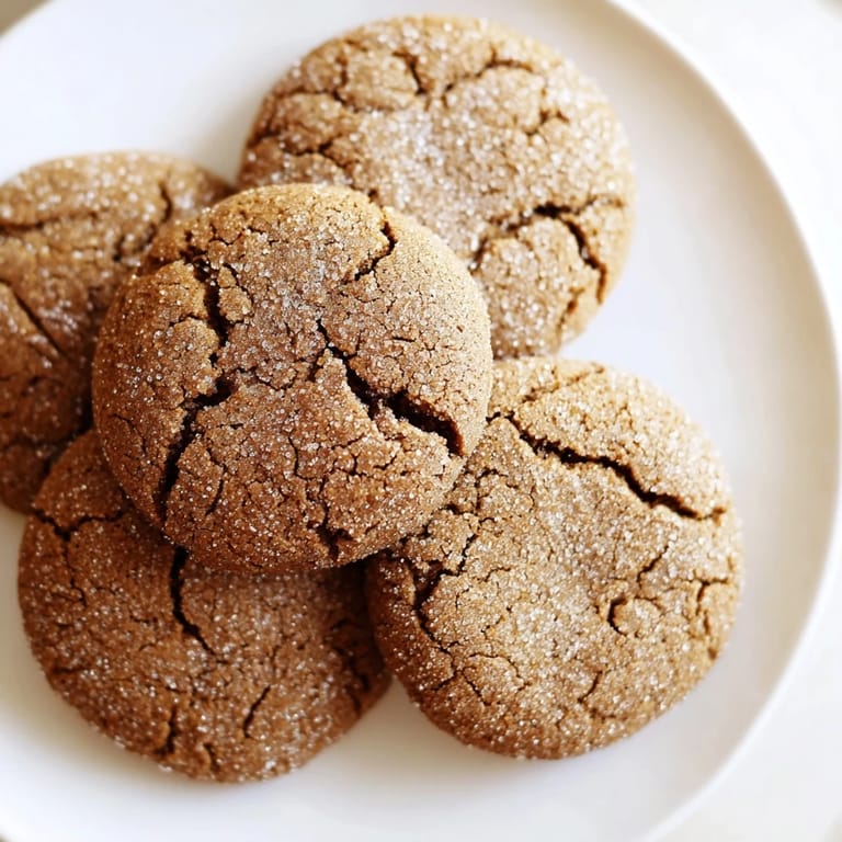 Freshly baked Express Gingerbread Latte Cookies with a crackled top, offering a delightful spiced aroma.