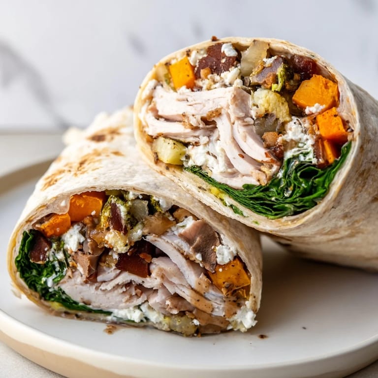Imagine this Simple Christmas Leftover Wrap Hack: It's a colorful feast of turkey and veggies, wrapped perfectly.
