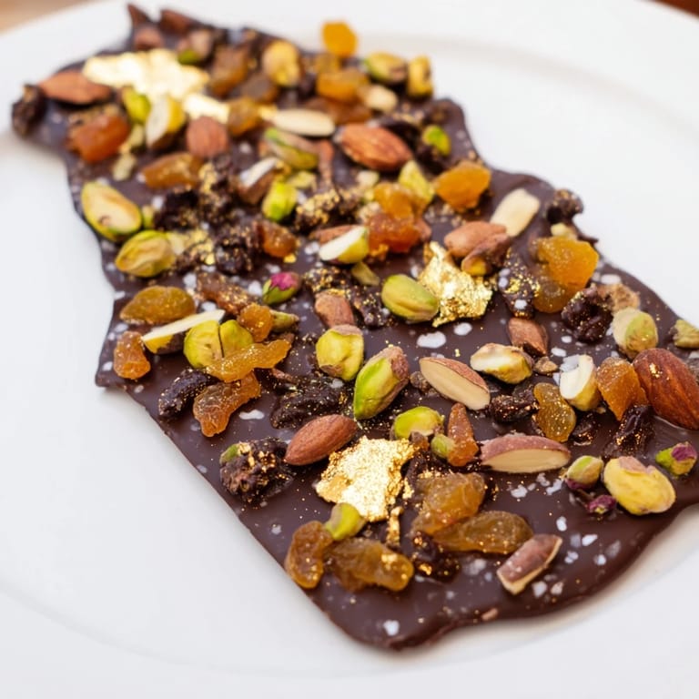 A beautiful display of the finished Simplified Dubai Chocolate Bark: a perfect mix of textures and flavors.