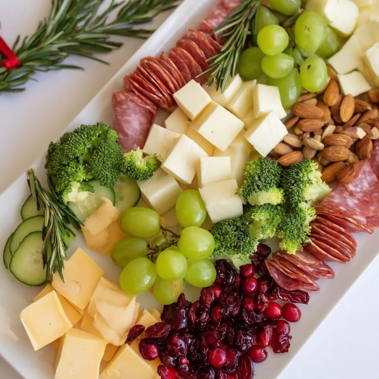 A delicious Evergreen Tree Snack Board, bursting with flavors and textures, ready to wow your party guests.
