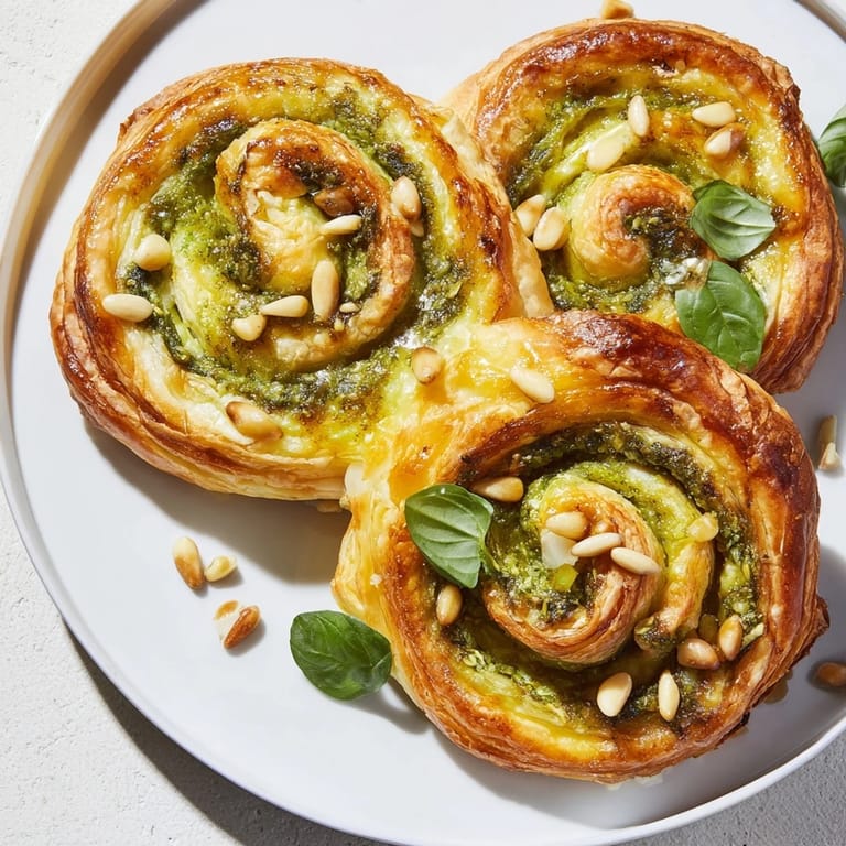 Crispy, flaky Star-Shaped Pesto Pinwheels, a vegetarian appetizer, showcasing melted cheese and vibrant pesto.
