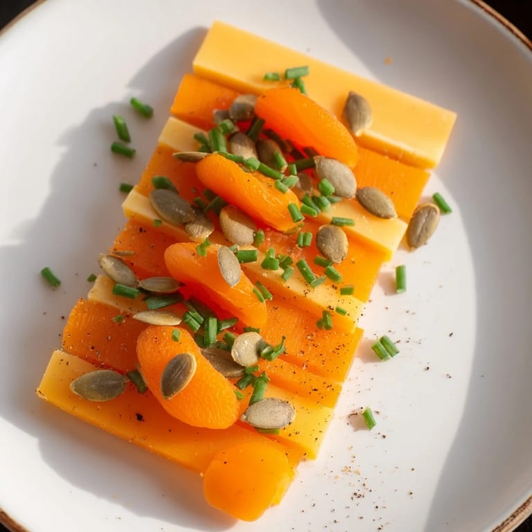 Imagine the flavors! The Serengeti Sunset appetizer features rows of sweet apricots and flavorful smoked Gouda.