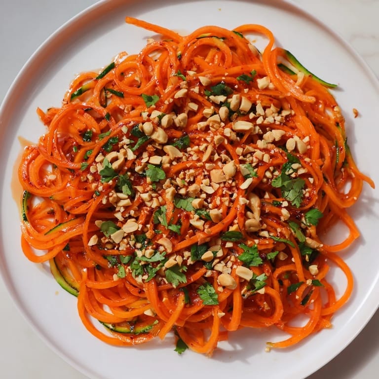 Zesty Spicy Cucumber Noodle Bowl with vibrant veggies and a glistening, flavorful sauce and peanuts.
