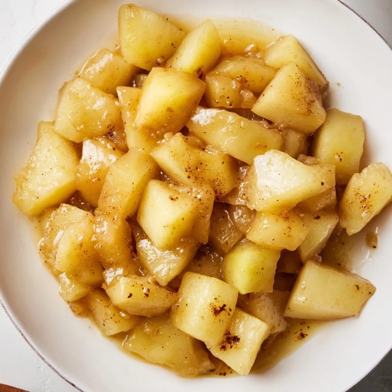 A delicious bowl of slow cooker stewed apples, perfect with a dollop of yogurt or ice cream.