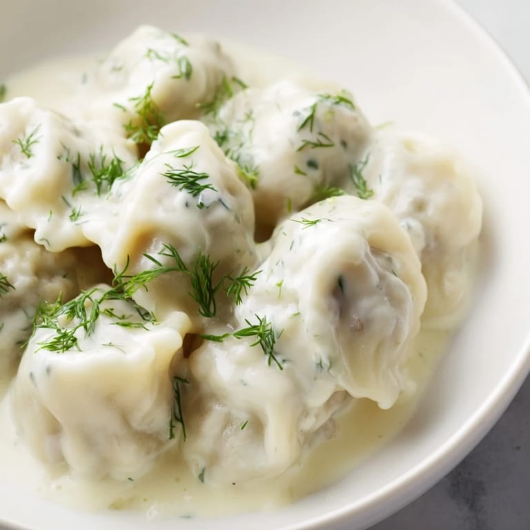 A close-up of golden, cooked Russian pelmeni, their savory filling ready to be enjoyed.
