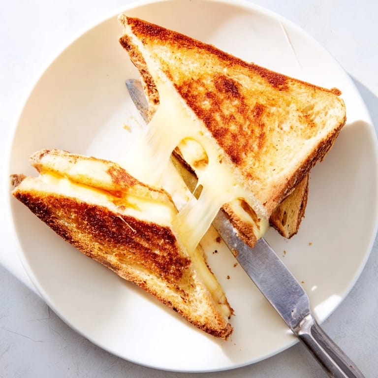 Triple Cheese Sourdough Grilled Cheese served beside a steaming bowl of tomato soup for dipping.