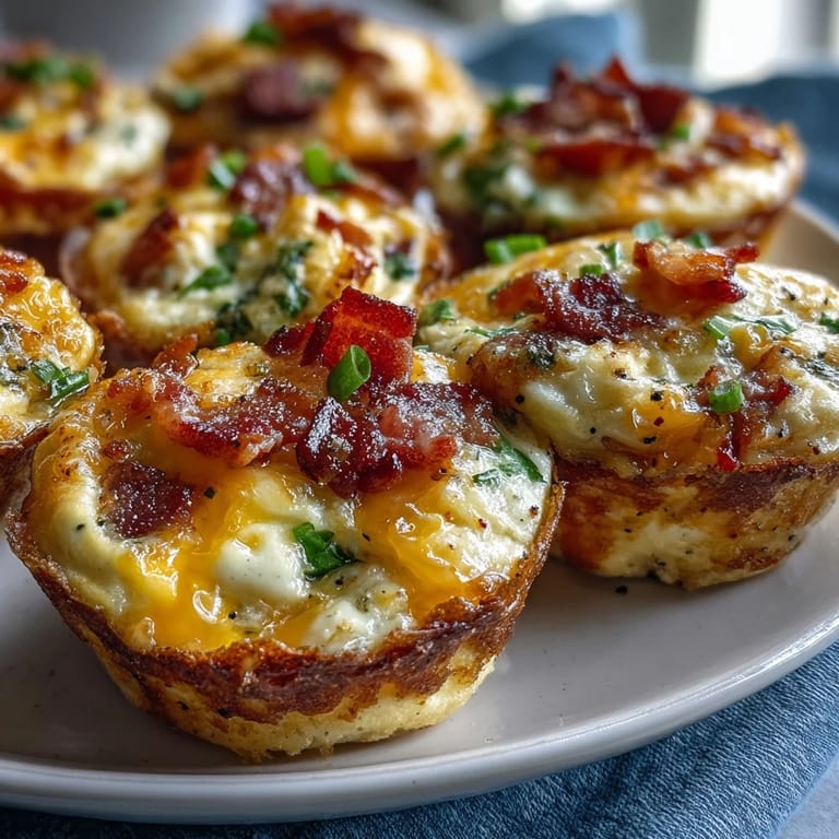 A close-up of savory Breakfast Egg Muffins featuring diced red and green bell peppers, fresh from the oven.