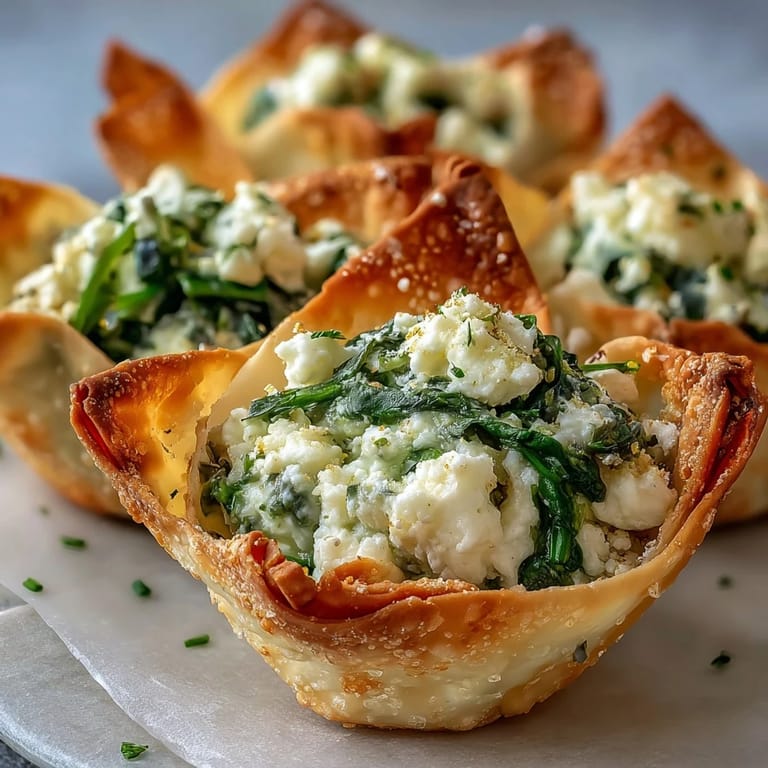 Two warm Mediterranean Spinach and Feta Cheese Crisps on a rustic wooden platter, garnished with fresh parsley and smoked paprika.