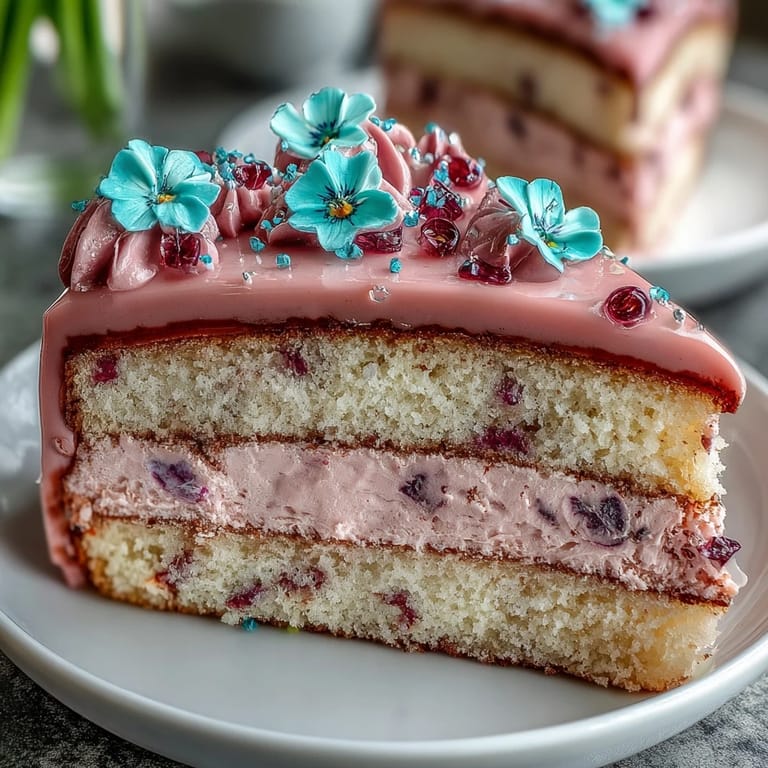 This spring birthday cake features creamy pastel buttercream flowers in pink, yellow, and lavender atop a classic vanilla base.