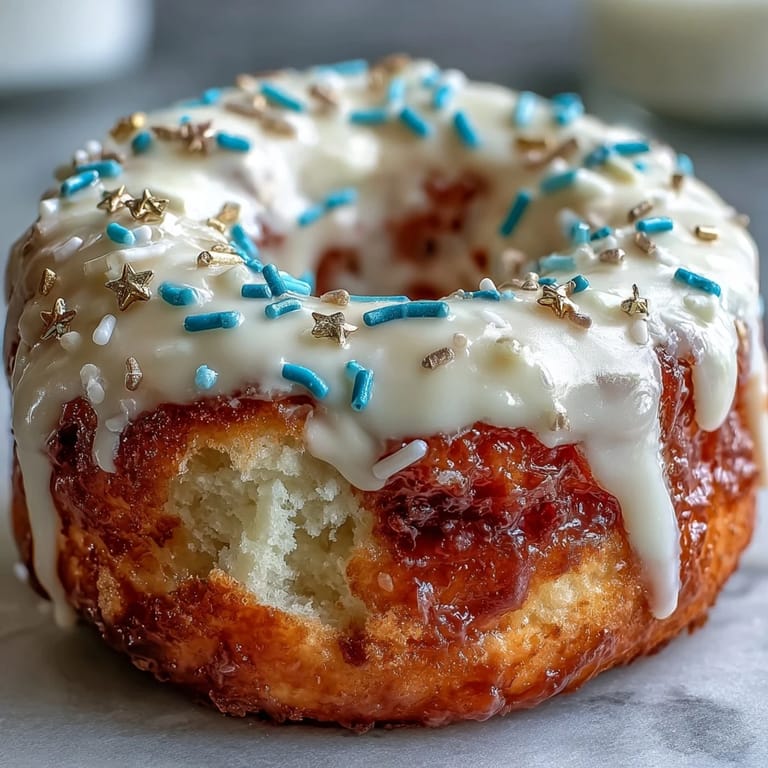 Tower of glazed donuts, glistening with colorful sprinkles, ready for your grad's party.