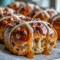 Soft, spiced hot cross buns topped with fragrant orange glaze, perfect for Easter brunch or holiday gatherings.