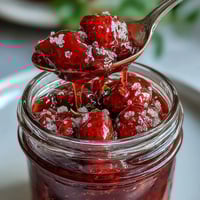 Rustic cottagecore strawberry jam with fresh berries, sugar, and lemon, perfect for breakfast or gifting in vintage jars.