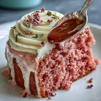 Elegant pink velvet cake infused with rosé wine, layered with silky cream cheese frosting and adorned with shimmering gold drip for a bridal shower centerpiece.  