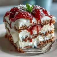 Memorial Day No-Bake Icebox Cake with strawberries, creamy, fruity, and crowd-pleasing.